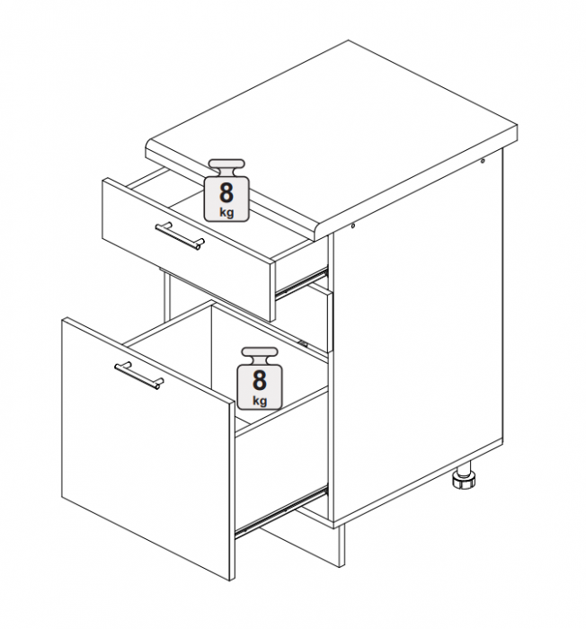 Шкаф нижний 600 с 3 ящиками Олива глянец